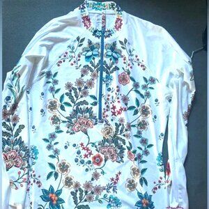 Johnny Was WOMEN'S FLORAL STRETCH LONG-SLEEVE SURF SHIRT